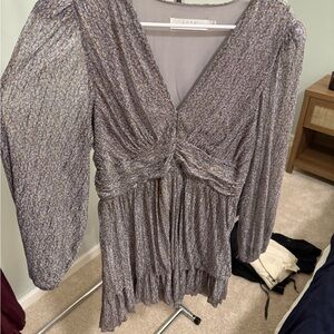 Astr Metallic Twist-Front V-Neck dress